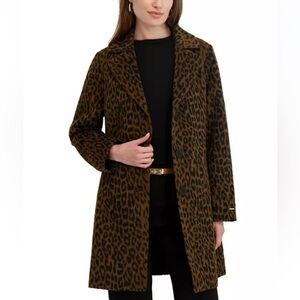 Tahari Lina Leopard Print Coat